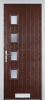 4 Square (off set) Glazed Timber Solid Core Door in Darkwood
