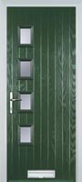 4 Square (off set) Glazed Timber Solid Core Door in Green