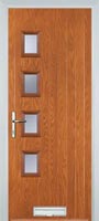 4 Square (off set) Glazed Timber Solid Core Door in Oak