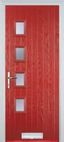 4 Square (off set) Glazed Timber Solid Core Door in Red