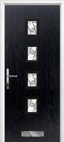 4 Square (centre) Abstract Timber Solid Core Door in Black