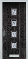 4 Square (centre) Abstract Timber Solid Core Door in Black Brown