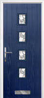 4 Square (centre) Abstract Timber Solid Core Door in Dark Blue