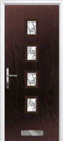4 Square (centre) Abstract Timber Solid Core Door in Darkwood