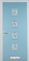 4 Square (centre) Abstract Timber Solid Core Door in Duck Egg Blue