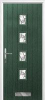 4 Square (centre) Abstract Timber Solid Core Door in Green