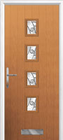 4 Square (centre) Abstract Timber Solid Core Door in Oak