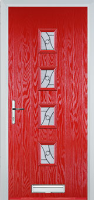 4 Square (centre) Abstract Timber Solid Core Door in Poppy Red