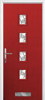 4 Square (centre) Abstract Timber Solid Core Door in Red