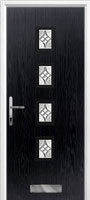 4 Square (centre) Elegance Timber Solid Core Door in Black