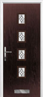 4 Square (centre) Elegance Timber Solid Core Door in Darkwood