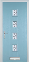 4 Square (centre) Elegance Timber Solid Core Door in Duck Egg Blue