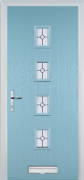 4 Square (centre) Finesse Timber Solid Core Door in Duck Egg Blue