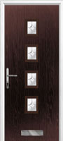 4 Square (centre) Flair Timber Solid Core Door in Darkwood