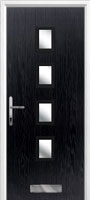 4 Square (centre) Glazed Timber Solid Core Door in Black
