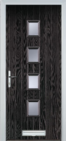4 Square (centre) Glazed Timber Solid Core Door in Black Brown