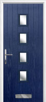 4 Square (centre) Glazed Timber Solid Core Door in Dark Blue