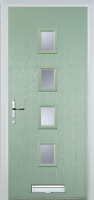4 Square (centre) Glazed Timber Solid Core Door in Chartwell Green