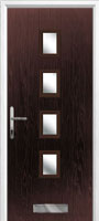 4 Square (centre) Glazed Timber Solid Core Door in Darkwood