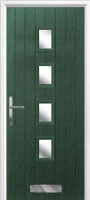 4 Square (centre) Glazed Timber Solid Core Door in Green