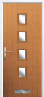 4 Square (centre) Glazed Timber Solid Core Door in Oak