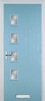 4 Square (off set) Staxton Timber Solid Core Door in Duck Egg Blue