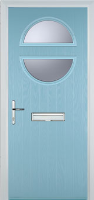 Circle Glazed Timber Solid Core Door in Duck Egg Blue