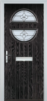 Circle Zinc/Brass Art Clarity Timber Solid Core Door in Black Brown