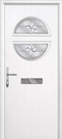 Circle Zinc/Brass Art Clarity Timber Solid Core Door in White