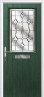 Cottage Half Glazed Brass Art Clarity Timber Solid Core Door in Green