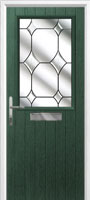 Cottage Half Glazed Crystal Diamond Timber Solid Core Door in Green