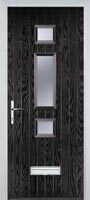 Mid 3 Square Glazed Timber Solid Core Door in Black Brown