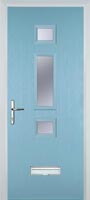 Mid 3 Square Glazed Timber Solid Core Door in Duck Egg Blue