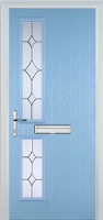 Twin Square Crystal Diamond Timber Solid Core Door in Duck Egg Blue