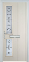 Twin Square Zinc/Brass Art Clarity Timber Solid Core Door in Cream