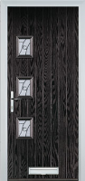 3 Square (off set) Abstract Composite Front Door in Black Brown