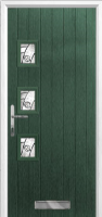 3 Square (off set) Abstract Composite Front Door in Green