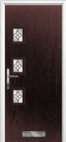 3 Square (off set) Elegance Composite Front Door in Darkwood