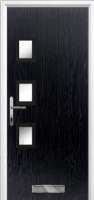 3 Square (off set) Glazed Composite Front Door in Black