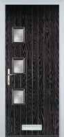 3 Square (off set) Staxton Composite Front Door in Black Brown