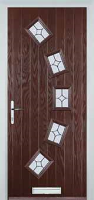 5 Square Curved Flair Composite Front Door in Darkwood