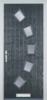 5 Square Curved Glazed Composite Front Door in Anthracite Grey
