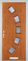 5 Square Curved Glazed Composite Front Door in Oak
