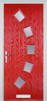 5 Square Curved Glazed Composite Front Door in Poppy Red