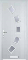 5 Square Curved Glazed Composite Front Door in White
