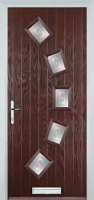 5 Square Curved Staxton Composite Front Door in Darkwood