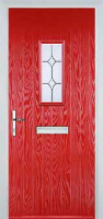 1 Square Crystal Diamond Composite Front Door in Poppy Red