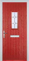 1 Square Crystal Diamond Composite Front Door in Red