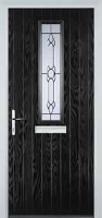 Mid Square (centre) Crystal Bohemia Composite Front Door in Black