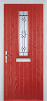 Mid Square (centre) Crystal Bohemia Composite Front Door in Red